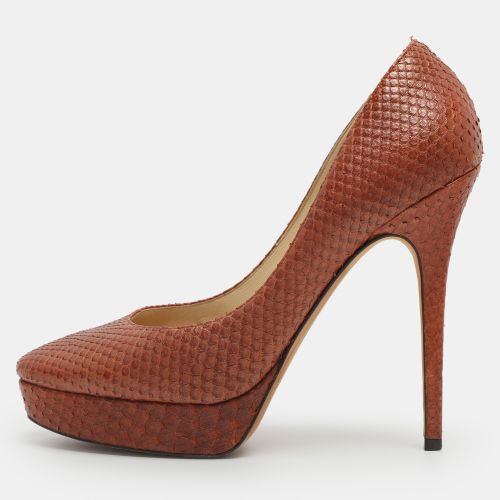 Size 40.5 Copper Python Embossed Leather Platform Pumps - Jimmy Choo - Modalova