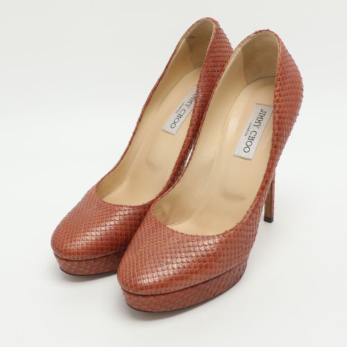 Size 40.5 Copper Python Embossed Leather Platform Pumps - Jimmy Choo - Modalova