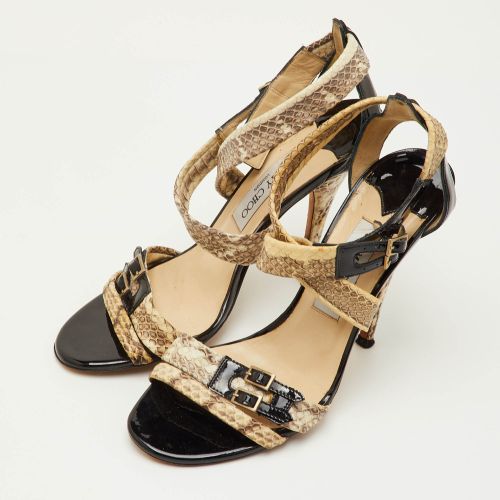 Louise Size 37.5 Python Leather Criss Cross Ankle Strap Sandals - Jimmy Choo - Modalova