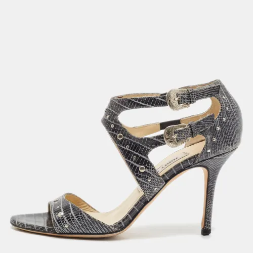 Size 37.5 Lizard Embossed Leather Ankle Strap Sandals - Jimmy Choo - Modalova