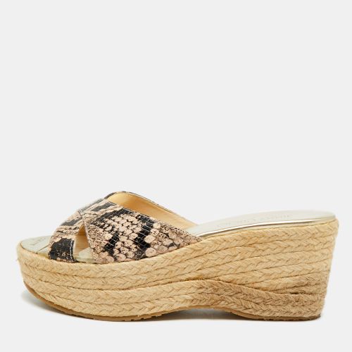 Dovina Size 37.5 /Black Python Embossed Leather Espadrille Sandals - Jimmy Choo - Modalova