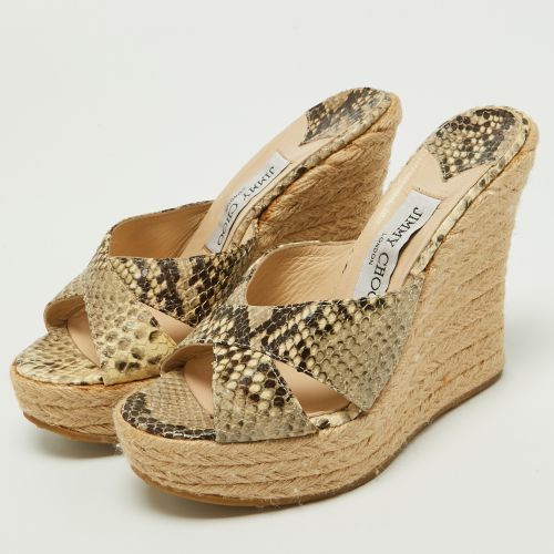 Dovina Size 35 Python Embossed Leather Wedge Sandals - Jimmy Choo - Modalova