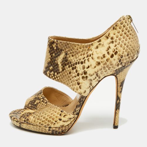Size 40.5 Python Embossed Leather Peep Toe Ankle Strap Sandals - Jimmy Choo - Modalova