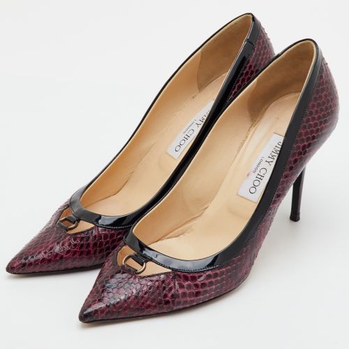 Size 39.5 /Black Patent Leather and Python Leather Pumps - Jimmy Choo - Modalova