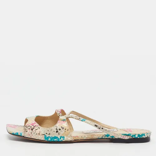 Size 37 Python Embossed Leather Flat Slide - Jimmy Choo - Modalova