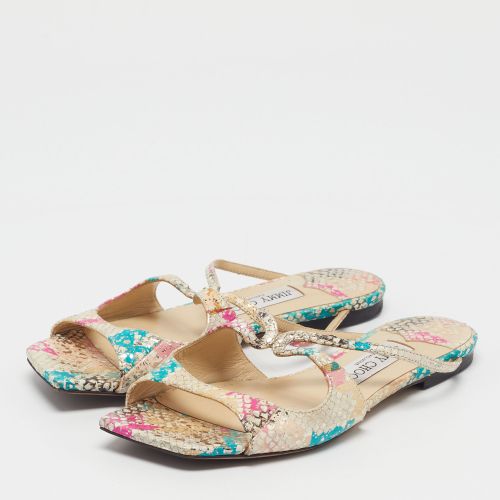 Size 37 Python Embossed Leather Flat Slide - Jimmy Choo - Modalova