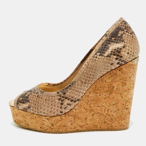 Size 37.5 Python Embossed Leather Wedge Pumps - Jimmy Choo - Modalova
