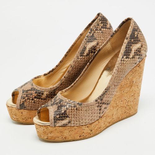 Size 37.5 Python Embossed Leather Wedge Pumps - Jimmy Choo - Modalova