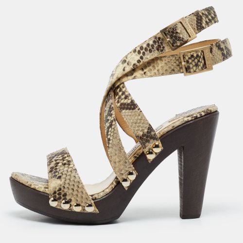 Size 37 /Brown Python Embossed Leather Platform Sandals - Jimmy Choo - Modalova