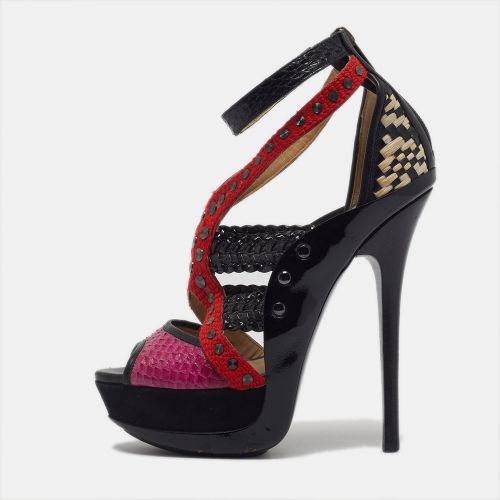 Vivienne Size 38 Fabric and Python Leather Ankle Strap Sandals - Jimmy Choo - Modalova