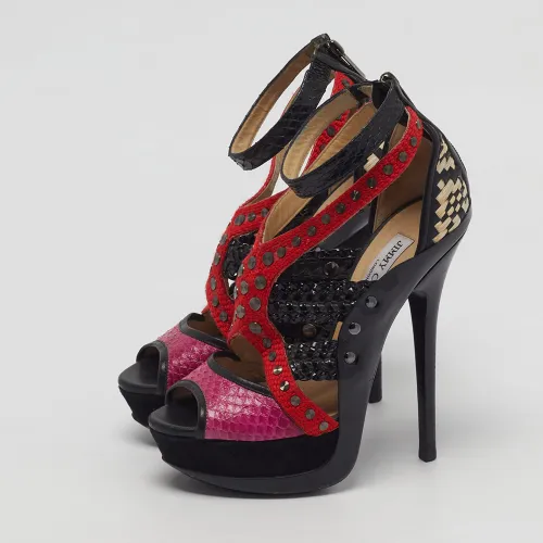 Vivienne Size 38 Fabric and Python Leather Ankle Strap Sandals - Jimmy Choo - Modalova