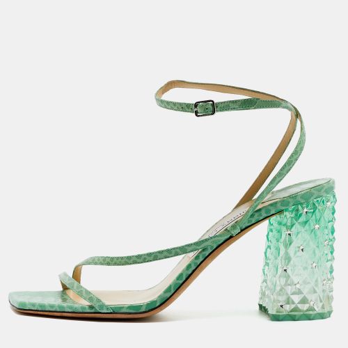 Size 39 Python Leather Ankle Strap Block Heel Sandals - Jimmy Choo - Modalova