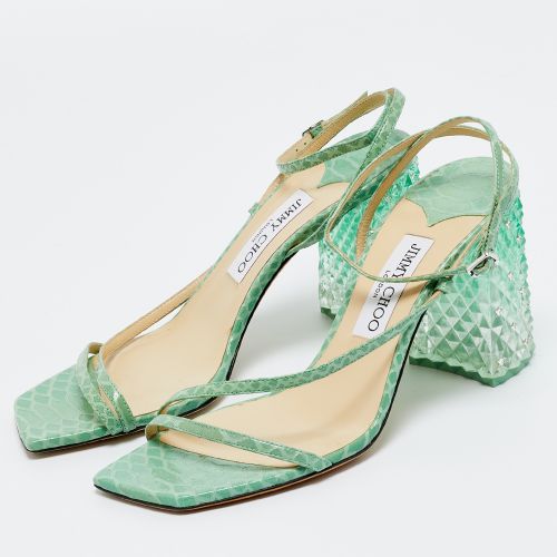 Size 39 Python Leather Ankle Strap Block Heel Sandals - Jimmy Choo - Modalova