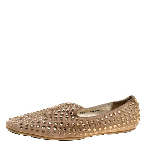 Jimmy Choo Beige Suede Wheel Crystal Studded Smoking Slippers Size 38.5 - Jimmy Choo - Modalova