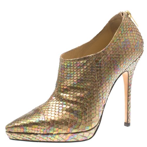 Jimmy Choo Metallic Gold Rainbow Python Leather George Pointed Toe Ankle Booties Size 36.5 - Jimmy Choo - Modalova