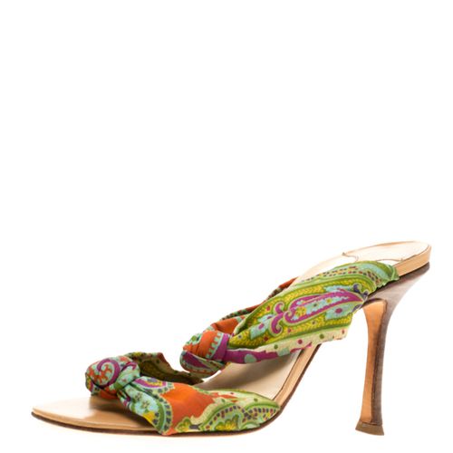 Jimmy Choo Multicolor Fabric Knot Slide Sandals Size 37 - Jimmy Choo - Modalova