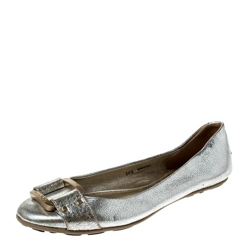 Jimmy Choo Metallic Silver Leather Ballet Flats Size 38.5 - Jimmy Choo - Modalova