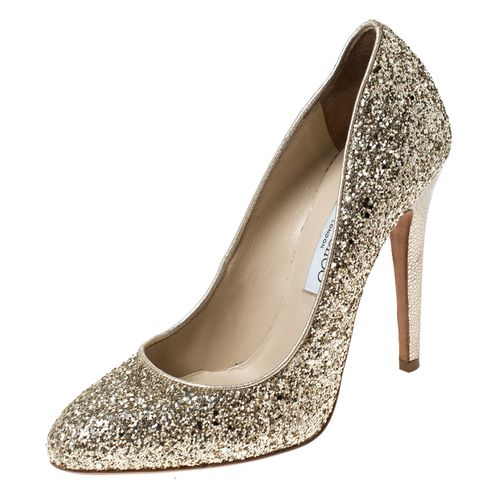 Jimmy Choo Metallic Gold Glitter Victoria Pumps Size 38.5 - Jimmy Choo - Modalova