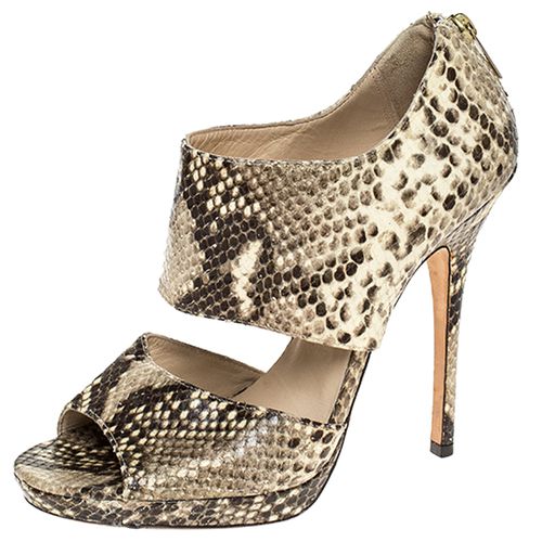 Jimmy Choo Yellow/Brown Python Private Peep Toe Sandals Size 38 - Jimmy Choo - Modalova