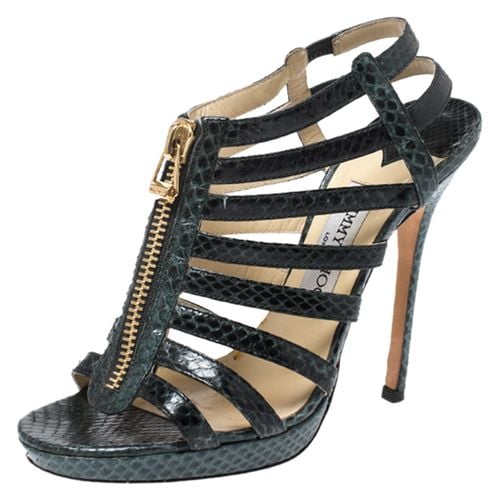 Jimmy Choo Green/Black Python Glenys Gladiator Platform Sandals Size 37.5 - Jimmy Choo - Modalova