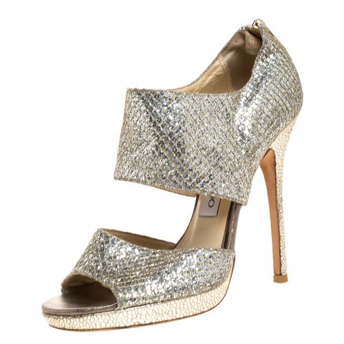 Jimmy Choo Silver Glitter Private Platform Sandals Size 37 - Jimmy Choo - Modalova