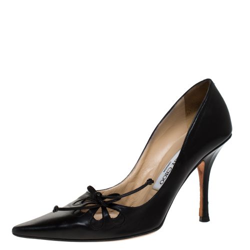 Jimmy Choo Black Leather Cut Out Pointed Toe Pumps Size 37.5 - Jimmy Choo - Modalova