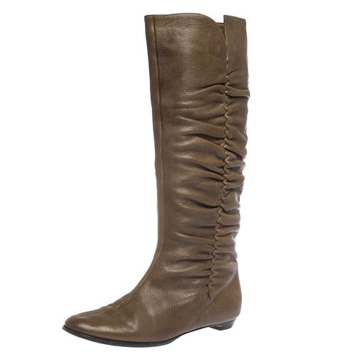 Jimmy Choo Brown Leather Pleat Detail Knee High Boots Size 38.5 - Jimmy Choo - Modalova