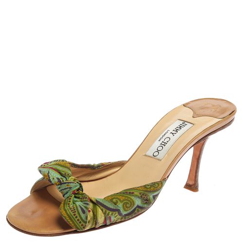 Jimmy Choo Multicolor Printed Satin Knot Slide Sandals Size 38 - Jimmy Choo - Modalova