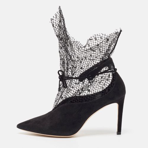 Jimmy Choo Black Suede and Mesh Leanne Pointed Toe Ankle Booties Size 36 - Jimmy Choo - Modalova