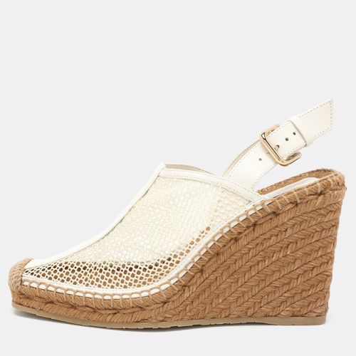 Jimmy Choo Off White Mesh and Leather Dakori Wedge Espadrille Sandals Size 39 - Jimmy Choo - Modalova