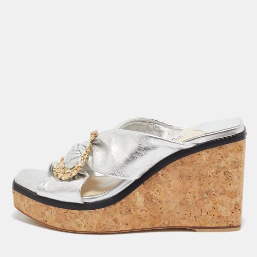 Jimmy Choo Silver Leather Nevara Wedge Sandals Size 36.5 - Jimmy Choo - Modalova