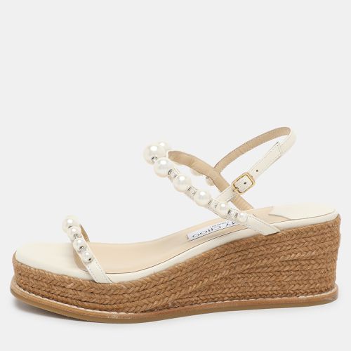 Jimmy Choo Cream Leather Amatuss Espadrille Sandals Size 37.5 - Jimmy Choo - Modalova