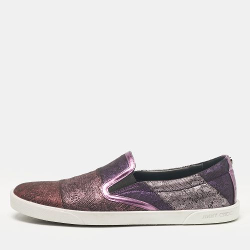 Jimmy Choo Purple/Black Lace and Leather Demi Slip On Sneakers Size 40 - Jimmy Choo - Modalova