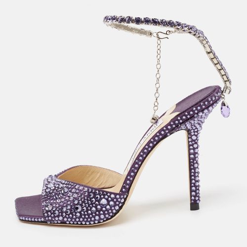 Jimmy Choo Purple Satin Crystal Embellished Saeda Sandals Size 37 - Jimmy Choo - Modalova