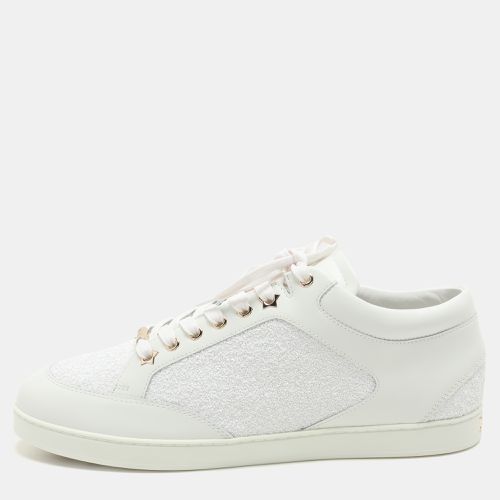 Jimmy Choo White Glitter and Leather Miami Low Top Sneakers Size 43 - Jimmy Choo - Modalova