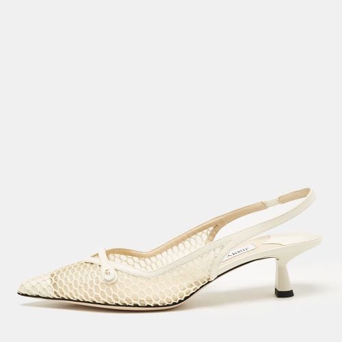 Jimmy Choo White Leather and Mesh Amita Slingback Pumps Size 37.5 - Jimmy Choo - Modalova