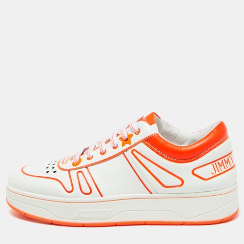 Jimmy Choo White/Neon Orange Leather Hawaii/F Sneakers Size 38 - Jimmy Choo - Modalova