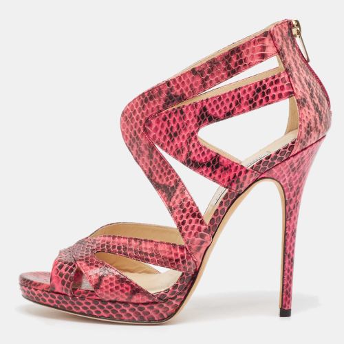 Jimmy Choo Pink Python Collar Platform Sandals Size 41 - Jimmy Choo - Modalova