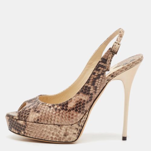 Nova Size 35 /Beige Python Embossed Leather Slingback Pumps - Jimmy Choo - Modalova