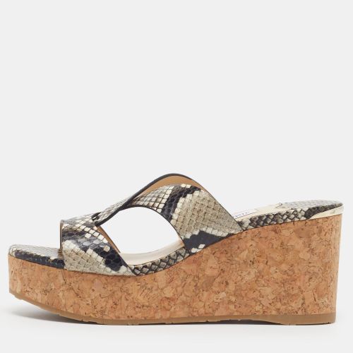 Atia Size 36.5 Python Embossed Leather Wedge Sandals - Jimmy Choo - Modalova