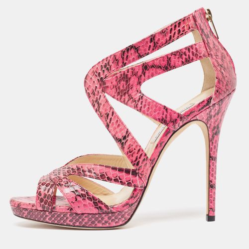 Jimmy Choo Pink/Black Watersnake Platform Ankle Pumps Size 41 - Jimmy Choo - Modalova