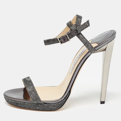 Jimmy Choo Grey Glitter Fabric Claudette Sandals Size 40.5 - Jimmy Choo - Modalova