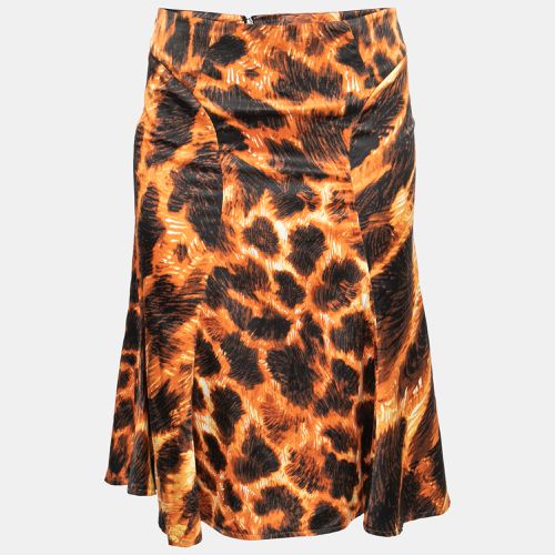 Just Cavalli Orange and Black Printed Flared Hem Skirt S - Just Cavalli - Modalova