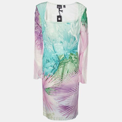 Just Cavalli Multicolor Tropical Print Jersey Off-Shoulder Dress XL - Just Cavalli - Modalova