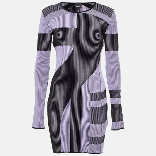 Just Cavalli Black/Lilac Patterned Rb Knit Mini Dress L - Just Cavalli - Modalova