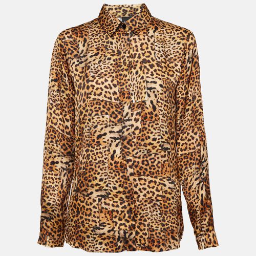 Just Cavalli Brown Leopard Print Satin Shirt S - Just Cavalli - Modalova