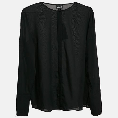 Just Cavalli Black Chiffon Sheer Button Front Shirt L - Just Cavalli - Modalova