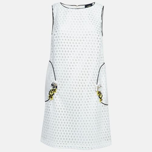 Just Cavalli White Floral Embellished Lace Sleeveless Shift Dress L - Just Cavalli - Modalova