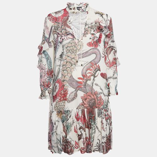 Just Cavalli Multicolor Printed Crepe Tie-Up Neck Mini Dress M - Just Cavalli - Modalova