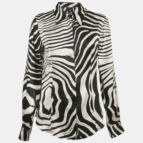 Just Cavalli Black/White Zebra Print Satin Silk Shirt M - Just Cavalli - Modalova